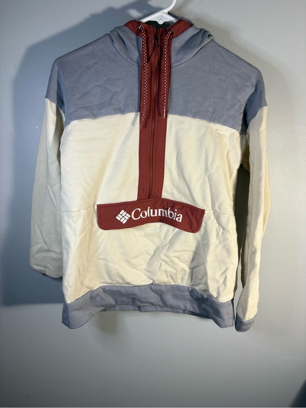 Columbia Men's Half-Zip Hoodie - Cream, Gray & Rust
